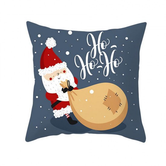 45 x 45cm Merry Christmas Pillow Case Polyester Pillow Cover Santa Claus Elk Pattern Decorative Cushion Cover