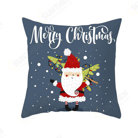 45 x 45cm Merry Christmas Pillow Case Polyester Pillow Cover Santa Claus Elk Pattern Decorative Cushion Cover