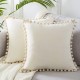45*45cm Soft Velvet Pillow Covers Cute Pom Poms Throw Pillow Covers Square Cushion Case for Sofa Couch Home Decor
