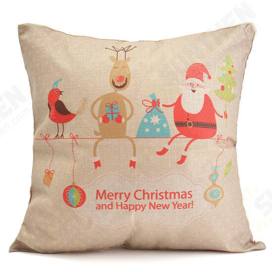 45X45cm Christmas Fashion Cotton Linen Pillow Case Santa Claus Snowmen Gift Home Decor