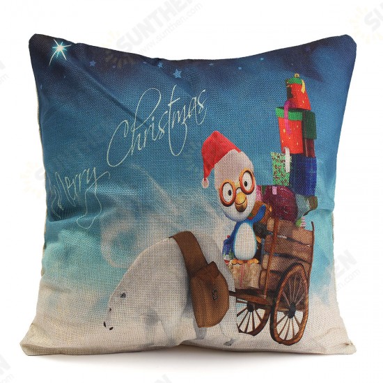 45X45cm Christmas Fashion Cotton Linen Pillow Case Santa Claus Snowmen Gift Home Decor