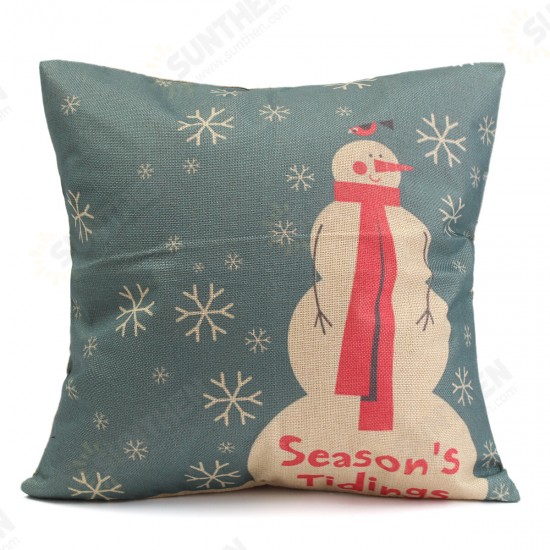 45X45cm Christmas Fashion Cotton Linen Pillow Case Santa Claus Snowmen Gift Home Decor