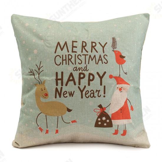 45X45cm Christmas Fashion Cotton Linen Pillow Case Santa Claus Snowmen Gift Home Decor