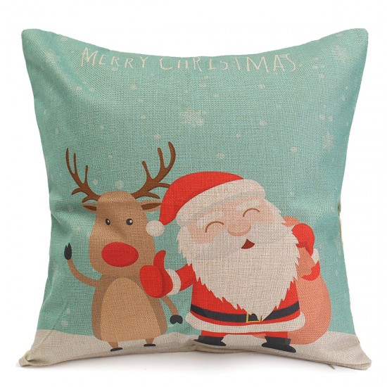 45X45cm Christmas Fashion Cotton Linen Pillow Case Santa Claus Snowmen Gift Home Decor