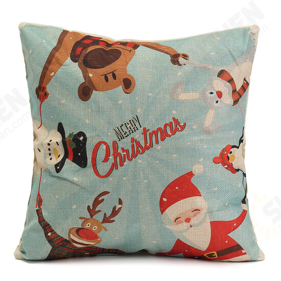 45X45cm Christmas Fashion Cotton Linen Pillow Case Santa Claus Snowmen Gift Home Decor