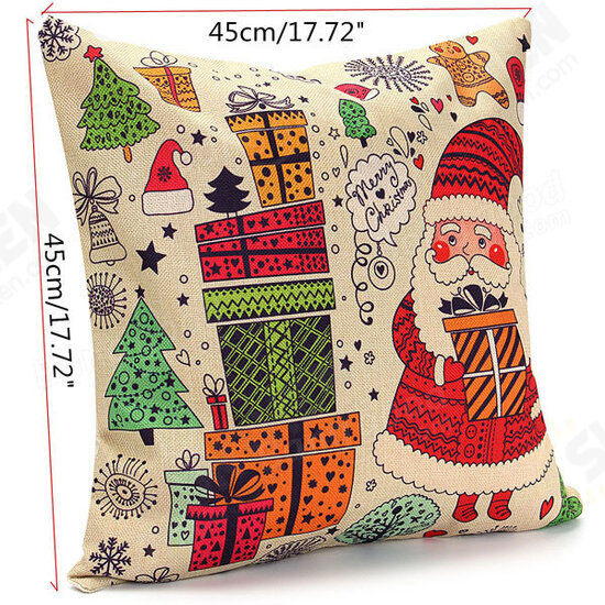 45X45cm Christmas Santa Claus Snowmen Gift Fashion Cotton Linen Pillow Case Home Decor