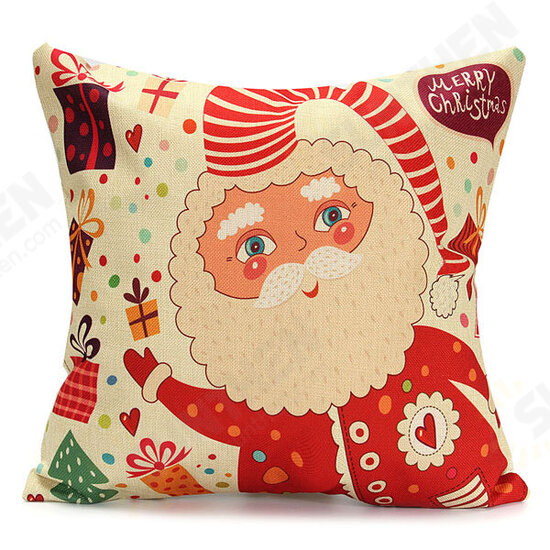 45X45cm Christmas Santa Claus Snowmen Gift Fashion Cotton Linen Pillow Case Home Decor