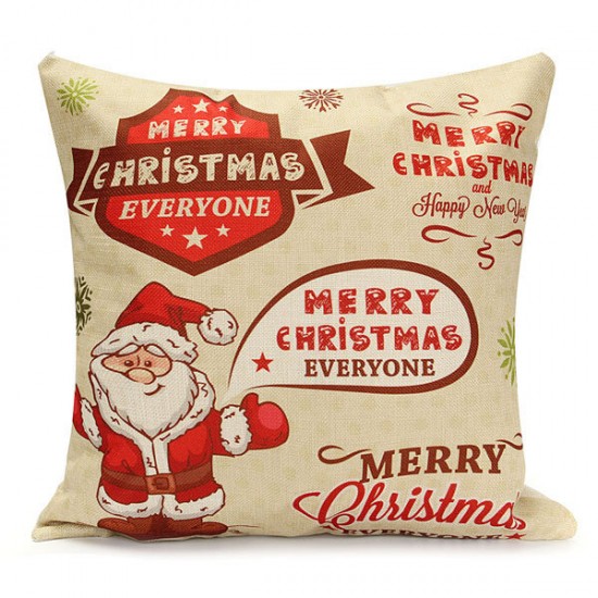 45X45cm Christmas Santa Claus Snowmen Gift Fashion Cotton Linen Pillow Case Home Decor