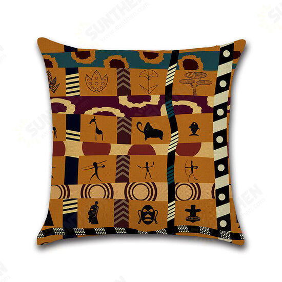 45x45CM African National Style Geometric Printing Cushion Cover Linen Pillow Case Home Decor Pillow Cover