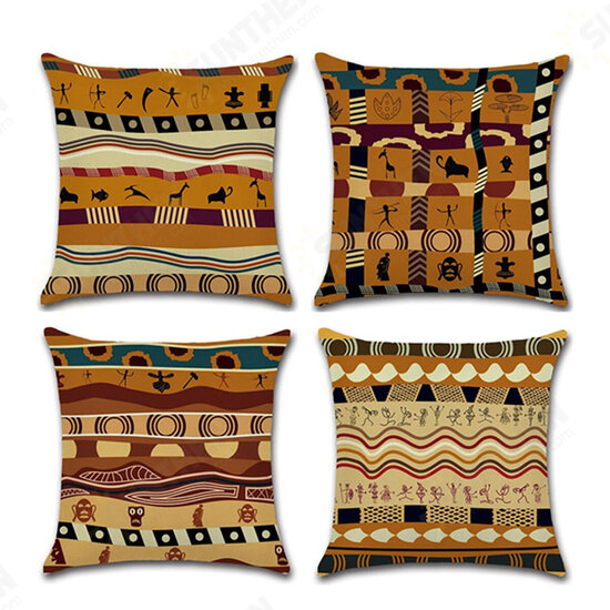 45x45CM African National Style Geometric Printing Cushion Cover Linen Pillow Case Home Decor Pillow Cover