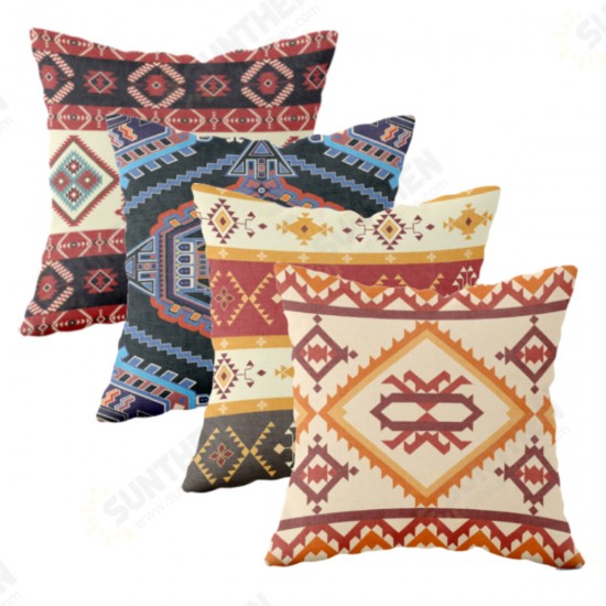 45x45CM Square Peach Skin Pillow Cover Retro Geometric Printing Pillow Case Home Waist Sofa Pillow Cover