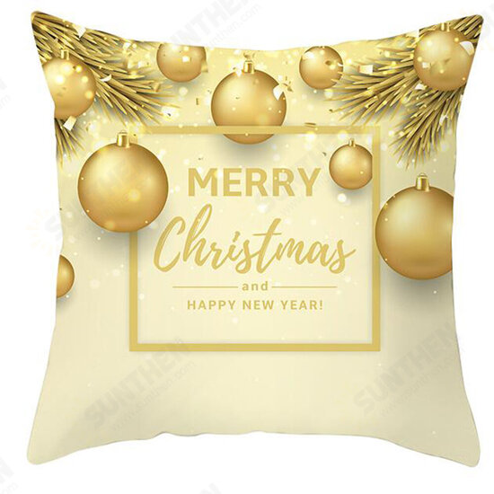 45x45cm Christmas Cushion Cover Golden Christmas Tree Snow Elf Cushion Covers Festival Decorative Pillowcase Pillow Covers