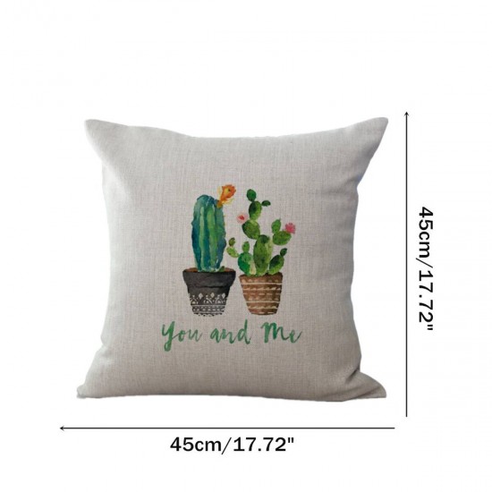 45x45cm Plant Series Color Hand Painted Cactus Cotton Linen Sofa Cushion Cover Pillow Case