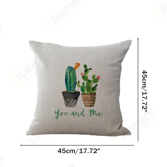 45x45cm Plant Series Color Hand Painted Cactus Cotton Linen Sofa Cushion Cover Pillow Case