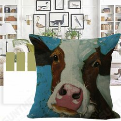 45x45cm Vintage Cow Head Print Cotton And Linen Sofa Soft Cushion Bed Decoration Pillow Case 45x45cm Vintage Cow Head Print Cotton And Linen Sofa Soft Cushion Bed Decoration Pillow Case