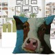 45x45cm Vintage Cow Head Print Cotton And Linen Sofa Soft Cushion Bed Decoration Pillow Case