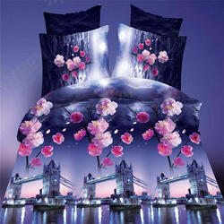 4pcs 3D Plum Blossom Bridge Reactive Dyeing Polyester Fiber Bedding Sets Queen King Size Duvet Cover 4pcs 3D Plum Blossom Bridge Reactive Dyeing Polyester Fiber Bedding Sets Queen King Size Duvet Cover