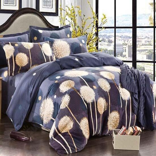 4pcs Pure Cotton Sanding Dandelion Printed Thicken Bedding Sets Duvet Cover