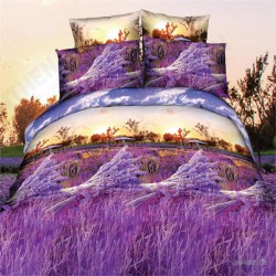 4pcs Suit Polyester Fiber 3D Lavender Reactive Dyeing Bedding Sets Queen King Size 4pcs Suit Polyester Fiber 3D Lavender Reactive Dyeing Bedding Sets Queen King Size