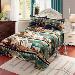 4pcs Suit Polyester Fiber 3D Sydney Opera House Reactive Dyeing Bedding Sets King Queen Size 4pcs Suit Polyester Fiber 3D Sydney Opera House Reactive Dyeing Bedding Sets King Queen Size