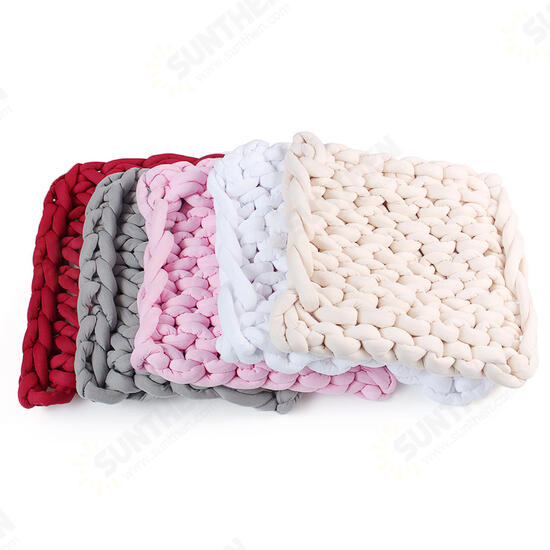 50 x 50cm Handmade Knitted Blanket Cotton Soft Washable Lint-free Throw Multicolored Thick Thread Blankets