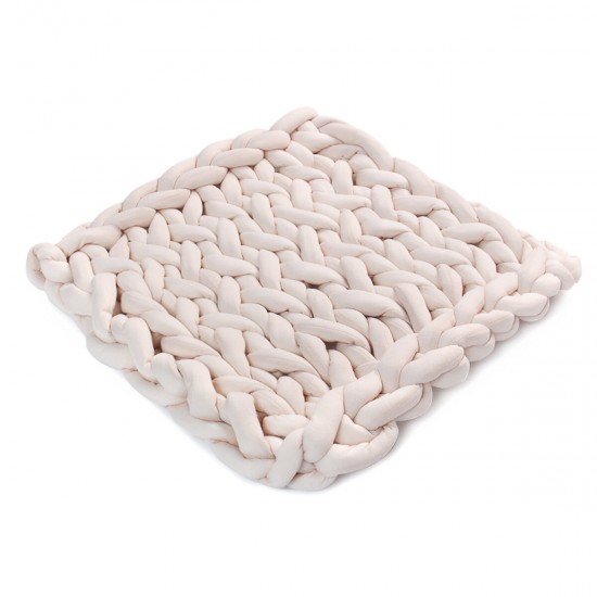 50 x 50cm Handmade Knitted Blanket Cotton Soft Washable Lint-free Throw Multicolored Thick Thread Blankets