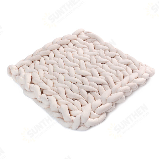 50 x 50cm Handmade Knitted Blanket Cotton Soft Washable Lint-free Throw Multicolored Thick Thread Blankets