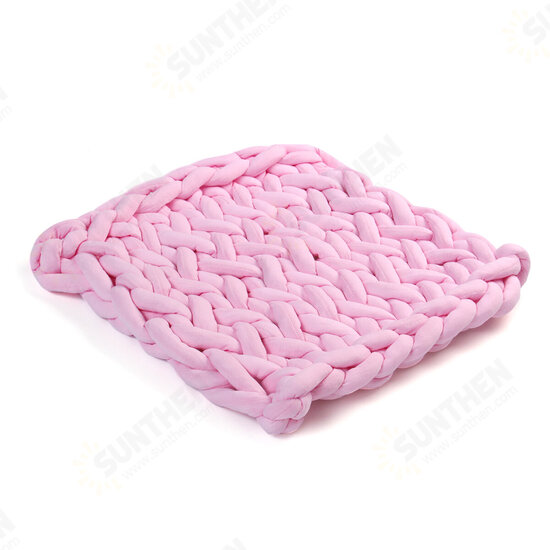 50 x 50cm Handmade Knitted Blanket Cotton Soft Washable Lint-free Throw Multicolored Thick Thread Blankets