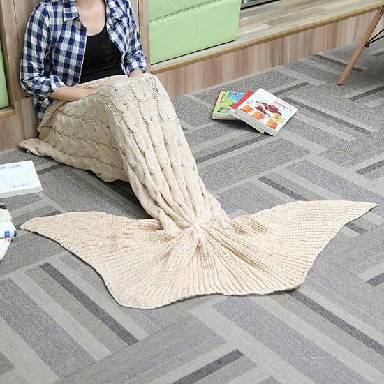 60x160cm 3 Color Yarn Knitting Mermaid Tail Blanket Warm Super Soft Bed Mat Sleep Bag Birthday Gift