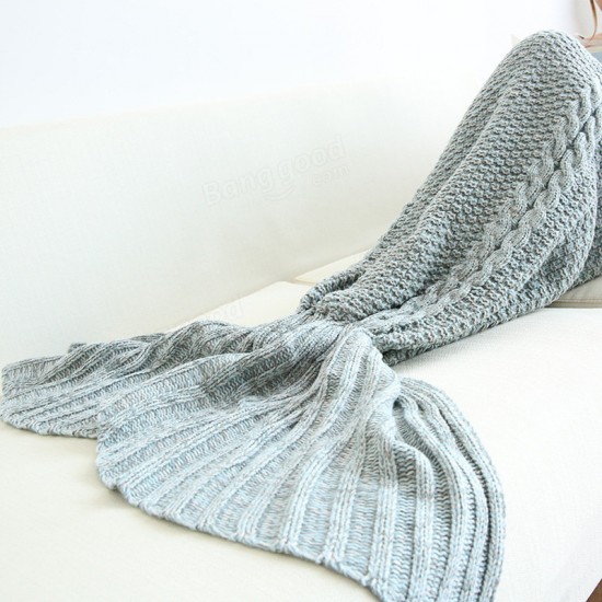 80x190CM Adult Yarn Knitted Mermaid Tail Blanket Handmade Crochet Throw Super Soft Sofa Bed Mat