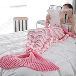 95x195CM Yarn Knitting Mermaid Tail Blanket Wave Stripe Warm Super Soft Sleep Bag Bed Mat 95x195CM Yarn Knitting Mermaid Tail Blanket Wave Stripe Warm Super Soft Sleep Bag Bed Mat