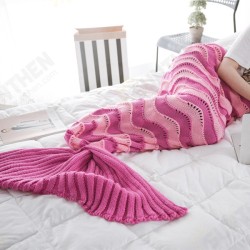 95x195CM Yarn Knitting Mermaid Tail Blanket Wave Stripe Warm Super Soft Sleep Bag Bed Mat 95x195CM Yarn Knitting Mermaid Tail Blanket Wave Stripe Warm Super Soft Sleep Bag Bed Mat