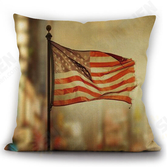 American Independence Day Pillow Painting American Flag Linen Pillowcase Cushion Cover