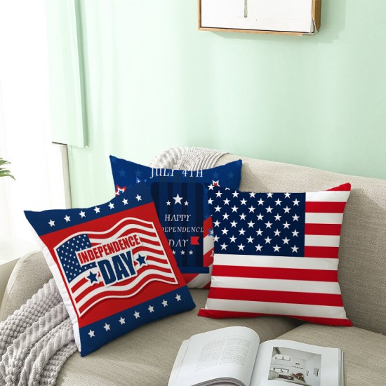 American Independence Day Pillowcase Custom Simple Peach Skin Cushion Cover Sofa Pillowcase Home