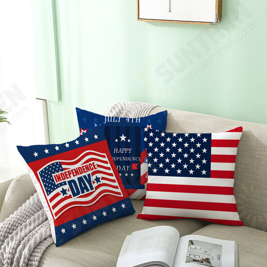 American Independence Day Pillowcase Custom Simple Peach Skin Cushion Cover Sofa Pillowcase Home