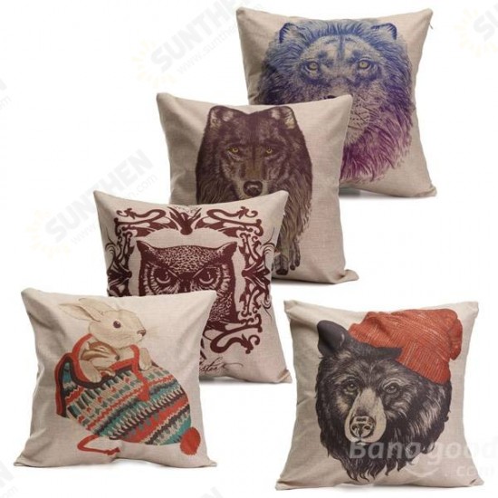 Animal World Cotton Linen Pillow Case Waist Throw Cushion Cover Home Sofa Decor