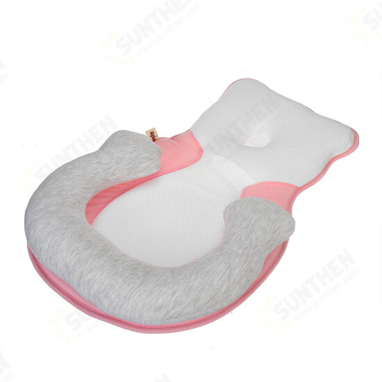 Baby Infant Newborn Folding Breathable Pillow Sleep Mat U Style Prevent Deviated Head Positioner