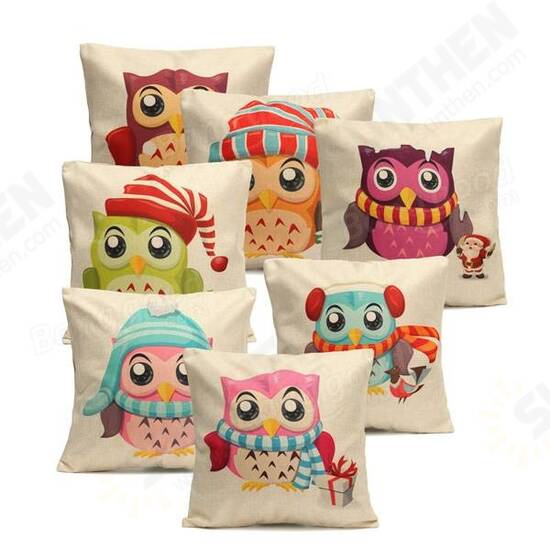 Christmas Cute Owl Series Throw Pillow Case Square Cushion Cover Home Sofa Decoration