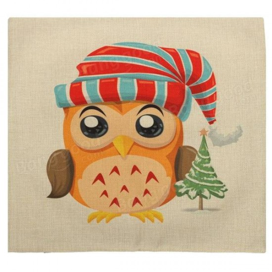 Christmas Cute Owl Series Throw Pillow Case Square Cushion Cover Home Sofa Decoration