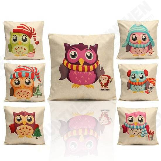 Christmas Cute Owl Series Throw Pillow Case Square Cushion Cover Home Sofa Decoration