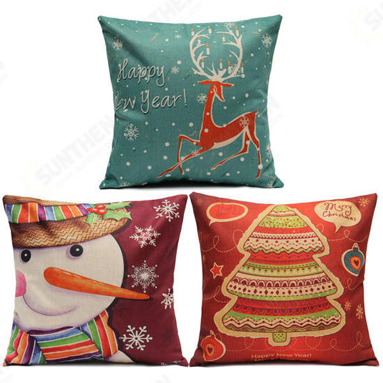 Christmas Series Linen Cotton Throw Pillow Case Sofa Car Cushion Cover Home Decoration