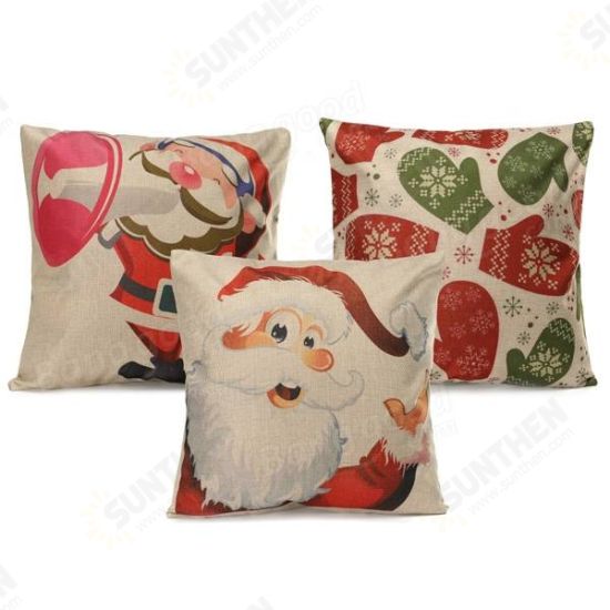 Christmas Series Printed Throw Pillow Case Square Cotton Linen Sofa Office Cushion Cover