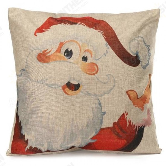 Christmas Series Printed Throw Pillow Case Square Cotton Linen Sofa Office Cushion Cover