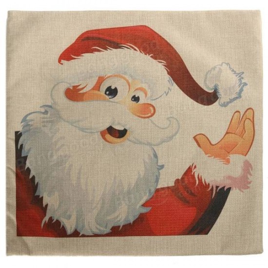 Christmas Series Printed Throw Pillow Case Square Cotton Linen Sofa Office Cushion Cover