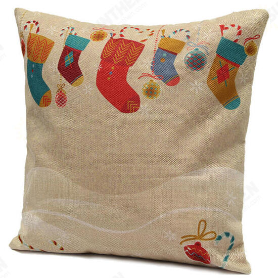 Christmas Socks Throw Pillow Cases Home Sofa Square Cushion Cover