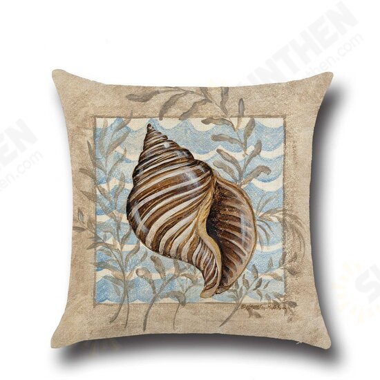 Conch Seahorse Seashell Cushion Cover 45*45cm Cotton Linen Wedding Decor Throw Pillow Case