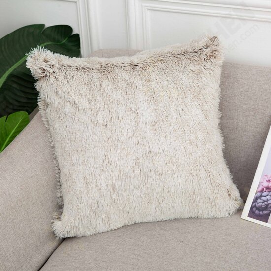 Cushion Long Hair Pillow Bedside Cushion Gradient Color Back Cushion Plush Pillowcase