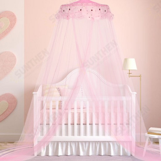 Elegant Lace Bed Mosquito Netting Mesh Canopy Princess Round Dome Bedding Net