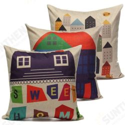 Fresh Green Cartoon House Cotton Linen Pillow Case Home Sofa Car Cushion Cover Fresh Green Cartoon House Cotton Linen Pillow Case Home Sofa Car Cushion Cover