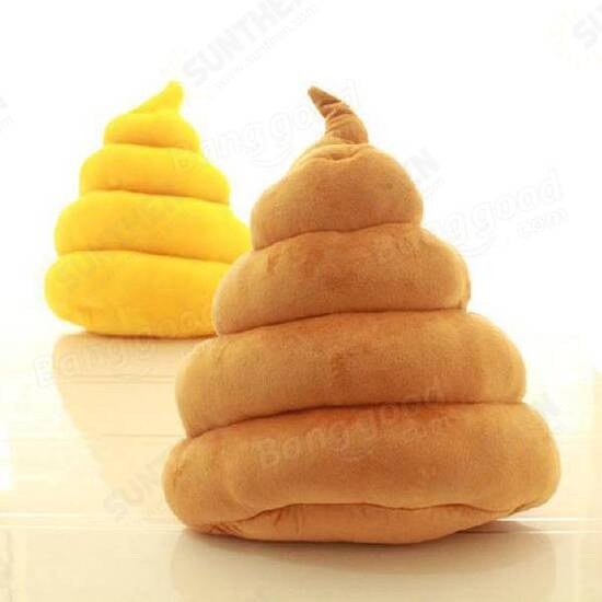 Funny Creative Brown Yellow Poo Shape Throw Pillow Bed Sofa Chair Plush Cushion